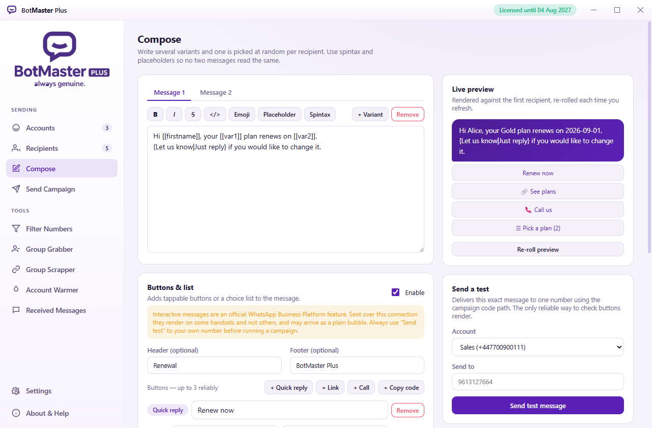 Writing a campaign in BotMaster Plus