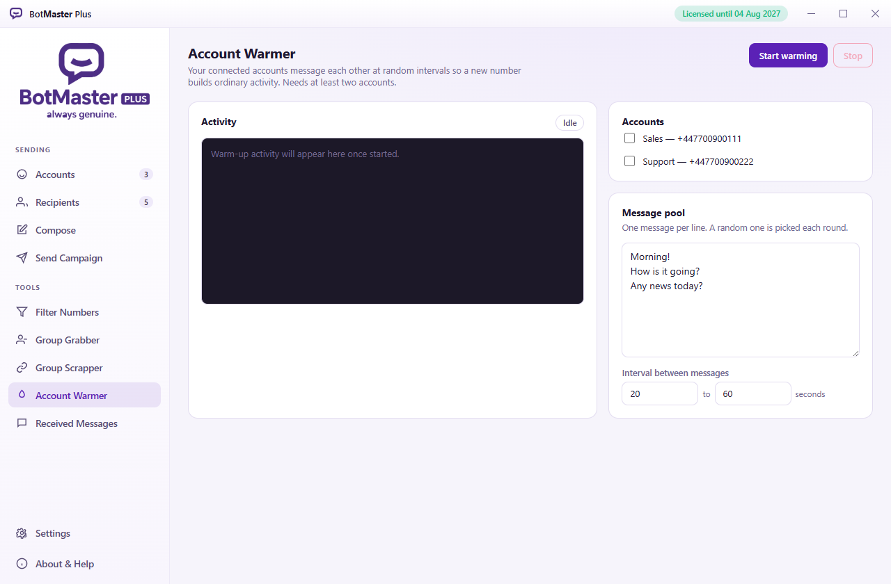 The account warmer